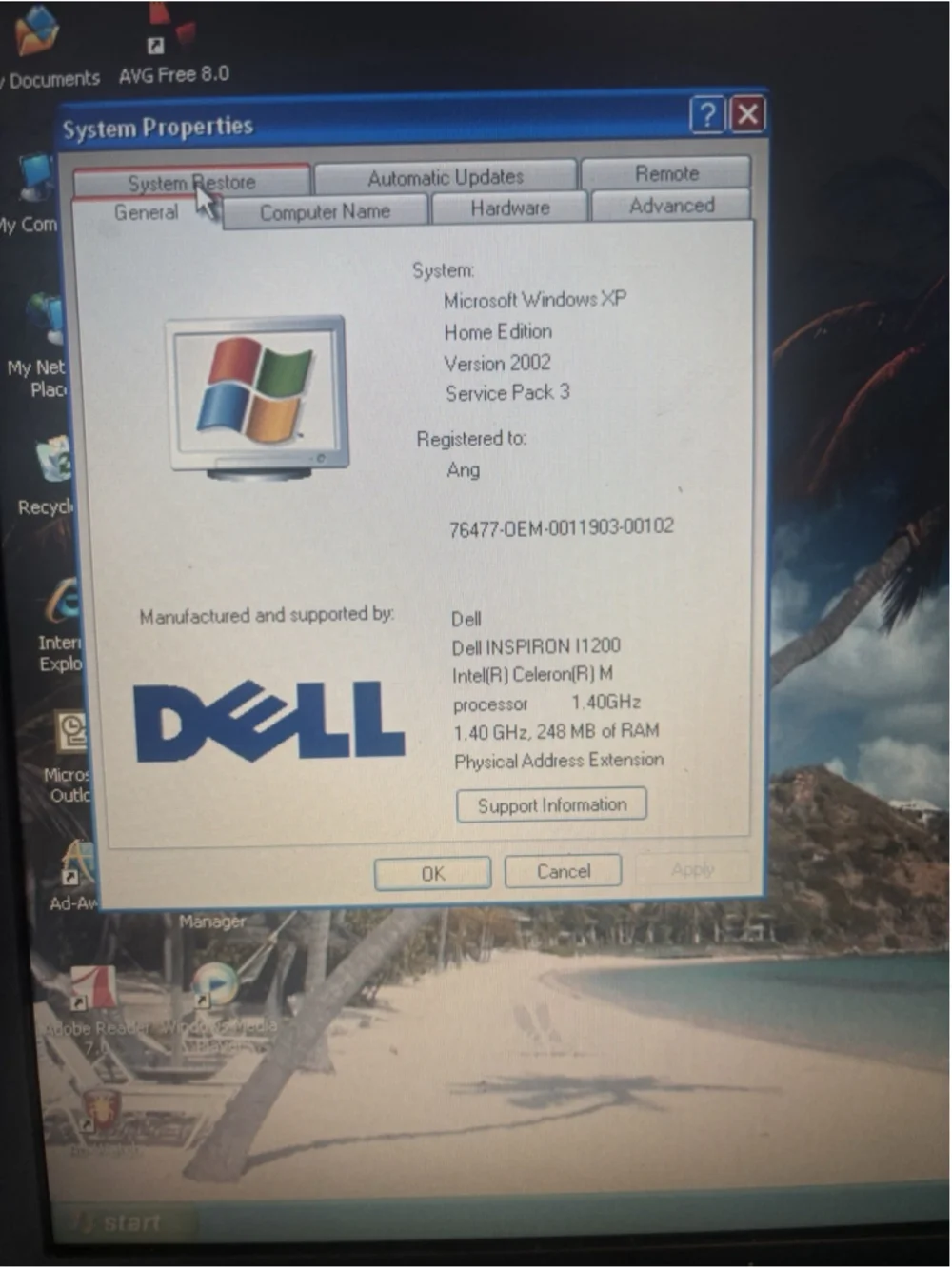 DELL INSPIRON 1200 - 248MB RAM With Charger